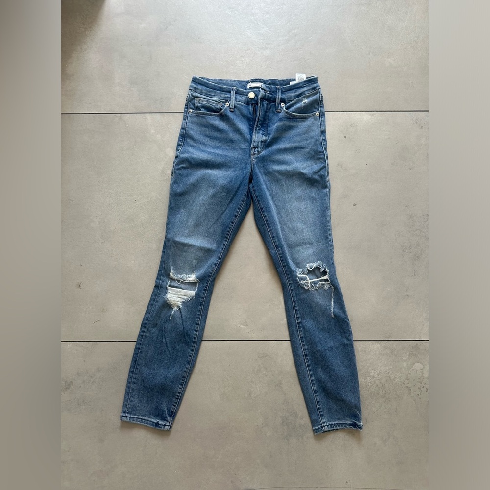 Good American Blue Skinny Distressed Jeans